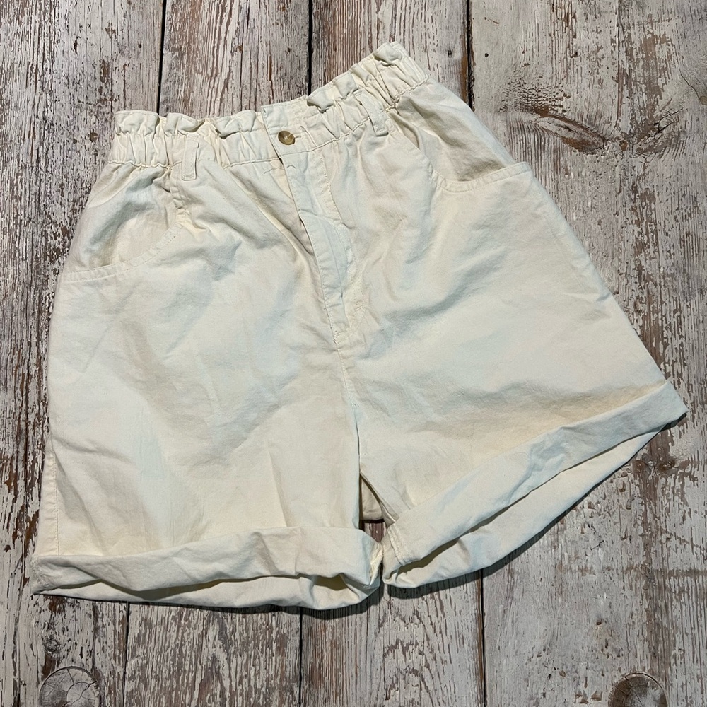 Vintage Calvin Klein Sport paper bag shorts in a cream color. Marked as size 6.